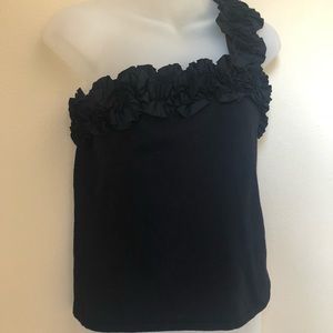 Belldini Carina One Shoulder Black Floral Sleeve